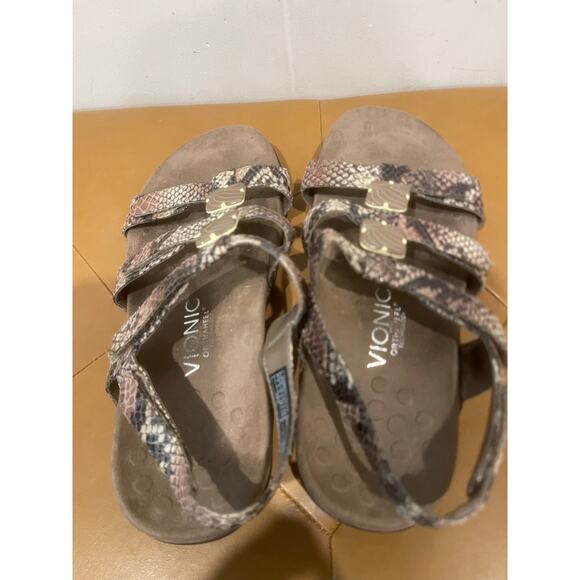 Vionic Women’s Snake Print Amber 3 Strap Sandals‎ Natural Summer Size 7 - Picture 5 of 6